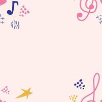 Pink, blue pastel texture with musical notes and a treble clef. Template for festival flyers vector