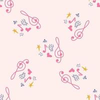 Pink, blue pastel texture with musical notes and a treble clef. Template for festival flyers vector