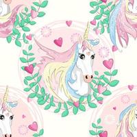 Seamless pattern with unicorns and stars. Baby background vector