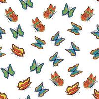 mariposas multicolores brillantes de patrones sin fisuras. papel pintado, fondo, fiesta infantil, papel artesanal vector