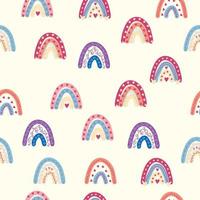 Rainbow seamless pattern in pastel colors. Scandinavian baby hand drawn illustration for textiles and newborn clothes. vector