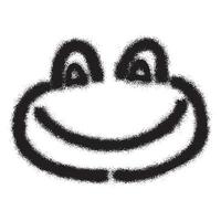 Smiling frog face emoticon graffiti with black spray paint vector