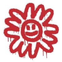 Sunflower emoticon graffiti with red spray paint vector