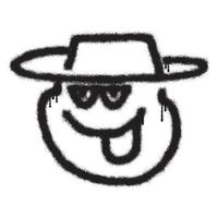 sonriente rana cara emoticon pintada con negro rociar pintar vector