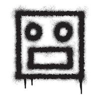 Emoticon robot graffiti with black spray paint vector