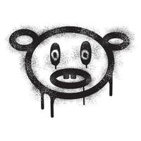 Emoticon graffiti panda with black spray paint vector