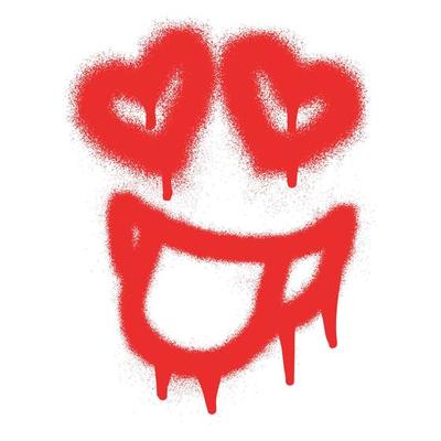 Smiling face emoticon graffiti with red spray paint