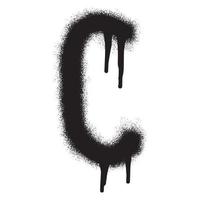 Graffiti font alphabet C with black spray paint. Vector illustration.