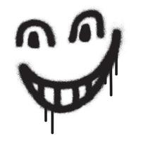 Smiling face emoticon graffiti with black spray paint. vector