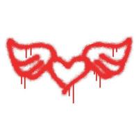 Graffiti love wings symbol with red spray paint. vector