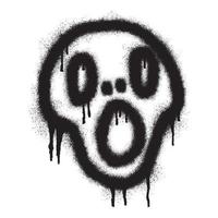 Scary emoticon graffiti with black spray paint. Vectorr illustration vector