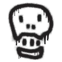 Skull emoticon graffiti with black spray paint. Vector illustration