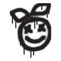 Graffiti emoticon apple with black spray paint vector