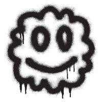 Smiling face emoticon graffiti with black spray paint vector