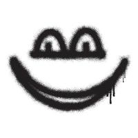 Smiling face emoticon graffiti with black spray paint vector