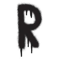 Graffiti font alphabet R with black spray paint. Vector illustration.