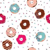 Seamless pattern with donuts ad sprinkles. vector