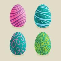 Set of multi-colored Easter eggs with various patterns vector