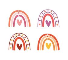 Cartoon rainbow. Hand drawn color arc vector illustration set.