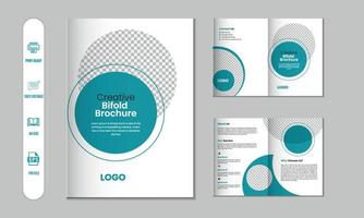 bifold folleto, empresa perfil, volantes, revista, anual informe, portafolio a4 Talla modelo diseño vector