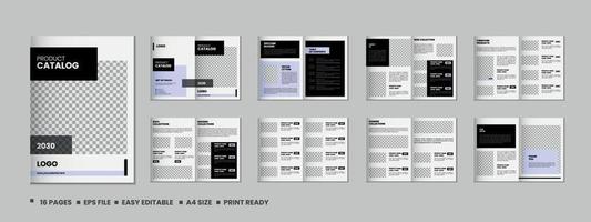 16 Pages product catalog, company profile, proposal, portfolio, magazine, annual report, a4 size template design vector