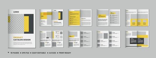 16 Pages product catalog, company profile, proposal, portfolio, magazine, annual report, a4 size template design vector