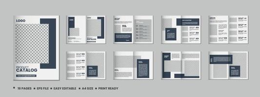 16 Pages product catalog, company profile, proposal, portfolio, magazine, annual report, a4 size template design vector