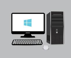 Desktop Computer flat vector illustration