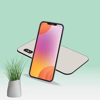 Smartphone with gradient wallpaper vector