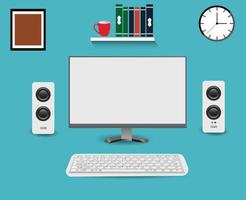 Desktop Computer flat vector illustration