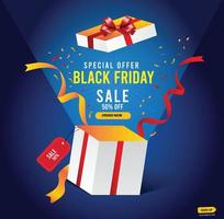 Black Friday sale banner with gift box vector