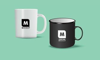 Ceramic coffee cup mug mockup design with a background vector