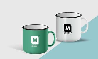 Ceramic coffee cup mug mockup design with a background vector