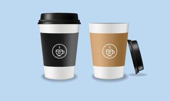 Realistic coffee cups with Vector Design