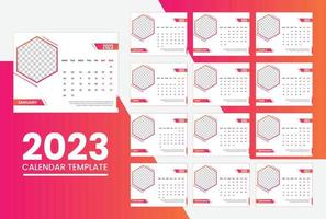 2023 new year clean desk calendar template vector