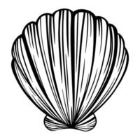 Black marine seashell, oyster or mollusk for design of invitation, fabric, textile, etc. vector