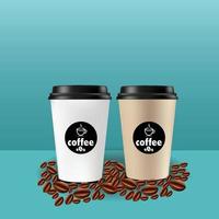 Realistic coffee cups with Vector Design