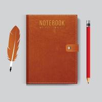 Realistic Leather notepad blank Design With Vector