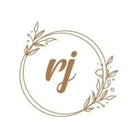 RJ Initial logo. Ornament ampersand monogram golden logo white background vector