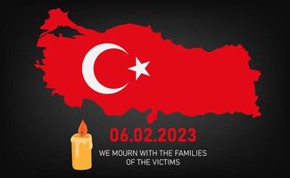 Pray for Turkey. Map of Turkey in color of national flag. Turkey earthquake. Mournful banner vector