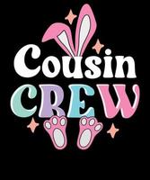 Cousin Crew Retro Easter Family Matching Bunny T-shirt Design vector