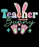 Teacher Bunny Retro Easter gift for Teacher T-Shirt Design vector