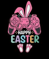 Happy Easter Retro Easter Bunny Video Game T-shirt Design vector