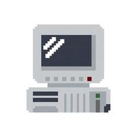 Pixel art retro computer 8 bit style isolated on white vector