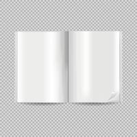 Blank open book mockup. Realistic clean book template vector