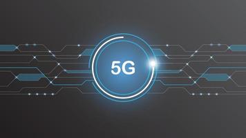 5G network technology background concept. 5G wireless Wi-fi connection internet, data, circle line, lights, technology Abstract, vector. 5G for web banner, web site, communication, transformation. vector