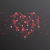 red heart technology valentine background abstract. technology with line ,digital, heart, dot, hi-tech, valentine concept, vector. heart technological for valentine day, background, web banner. vector