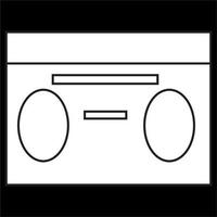 Vector, Image of old radio cassette icon,Black and white color, on black background vector