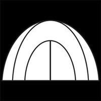 Vector, Image of camping site icon, Black and white color, on black background vector