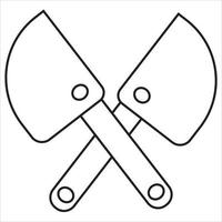 Vector, Image of crossed large knife,Black and white, on a transparent background vector